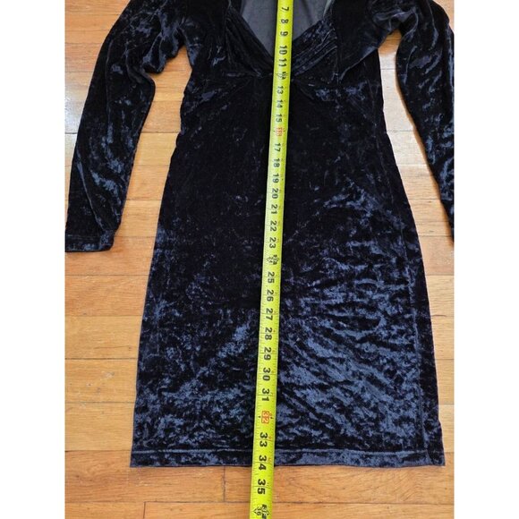 Perspective Vintage Jersey Womens Dress Velvet V-neck Navy Medium  A001276 - Picture 2 of 5